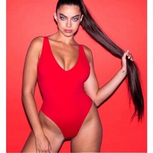 TA3 Plungey One Piece Swimsuit in Red Size 2X Regular/Long